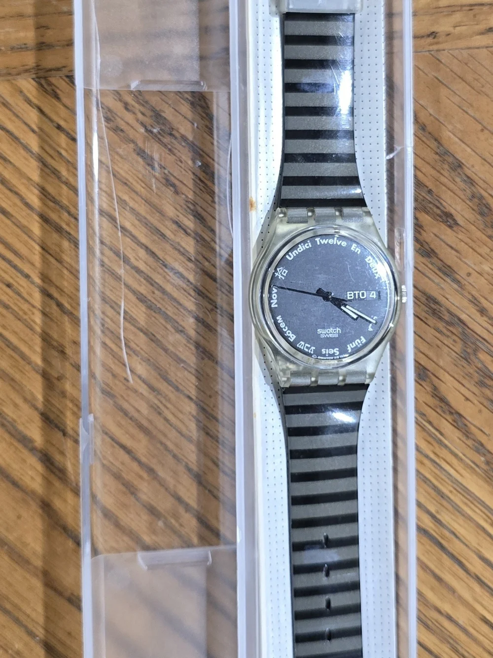 Swatch GK703 Unisex Gutenberg Vintage Black Stripe Watch